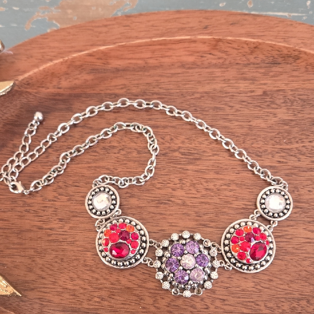 Ginger Snaps Style Silvertone Necklace With Interchangeable Snaps
